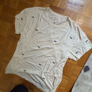 THE GREAT. tshirt white with embroidered bows